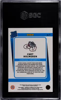 SGC-graded Chet Holmgren basketball trading card from Panini Chronicles Draft Picks