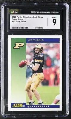 Graded Drew Brees football card from Panini Chronicles Draft Picks collection