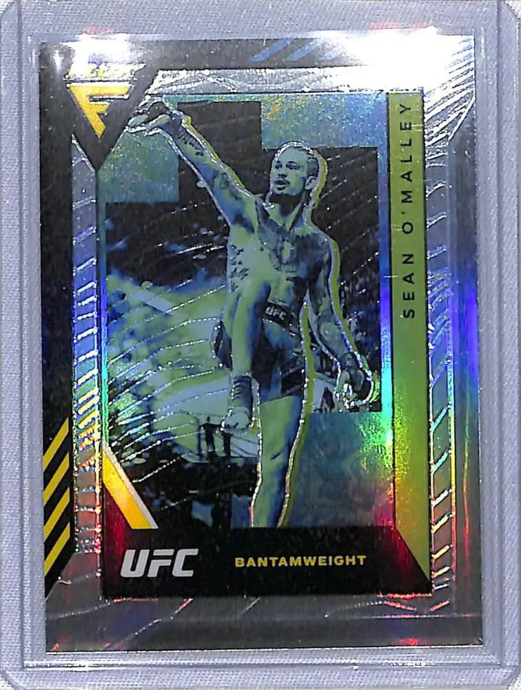 Holographic Panini Chronicles Flux UFC trading card of Sean O’Malley in victory pose