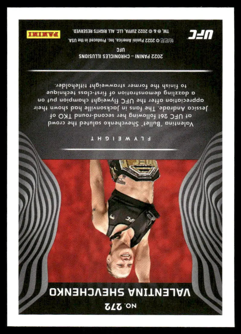 UFC trading card featuring Valentina Shevchenko from Panini Chronicles Illusions series