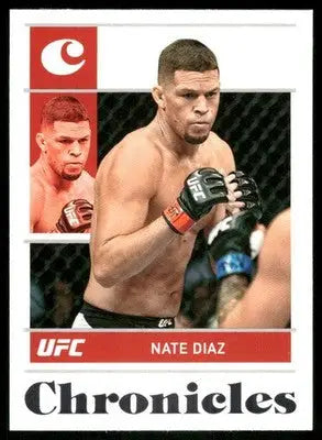 UFC trading card featuring Nate Diaz from Panini Chronicles Nate Diaz MMA collection