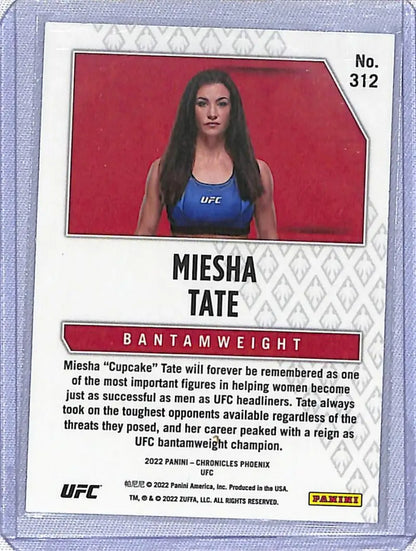 UFC trading card of Miesha Tate in blue tank top from Chronicles Phoenix UFC set