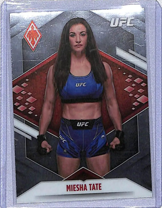 UFC trading card of Miesha Tate in blue attire from Chronicles Phoenix UFC collection