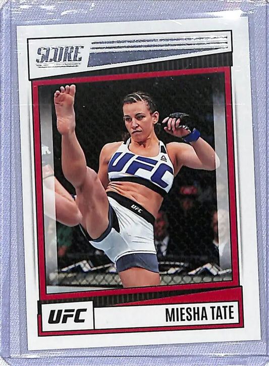 UFC trading card of Miesha Tate executing a high kick, 2022 Panini Chronicles Score