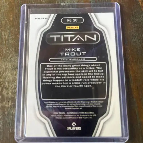 Mike Trout 2022 Panini Chronicles Titan Building Blocks Prizm baseball card
