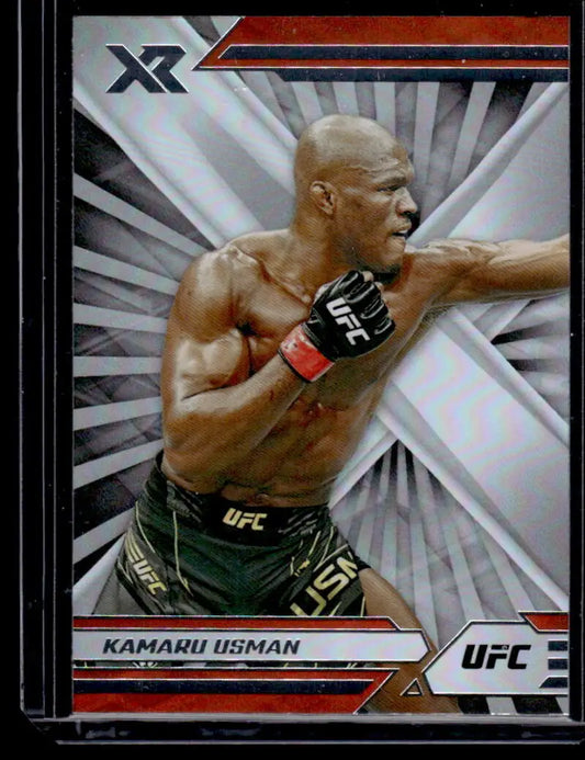 UFC trading card featuring Kamaru Usman throwing a punch in Panini Chronicles UFC design