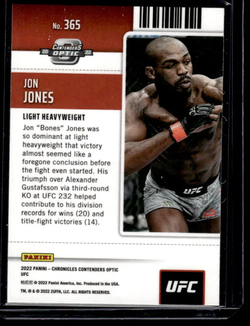 UFC trading card of Jon Jones in fighting stance from Panini Chronicles UFC collection