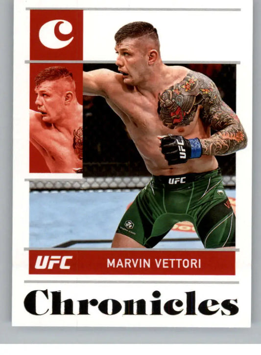 UFC trading card of Marvin Vettori in green shorts from Panini Chronicles UFC series