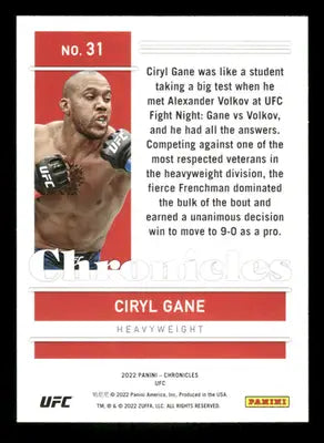 2022 Panini Chronicles UFC Ciryl Gane #31 Mixed Martial Arts (MMA) - Sport Trading Card