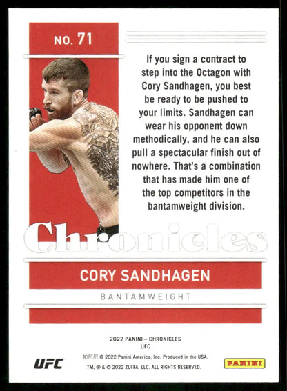UFC Cory Sandhagen trading card from 2022 Panini Chronicles UFC series
