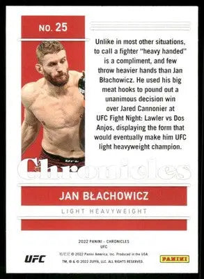 UFC trading card featuring Jan Błachowicz from Panini Chronicles UFC collection