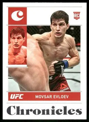 UFC Movsar Evloev trading card from Panini Chronicles UFC 2022 product