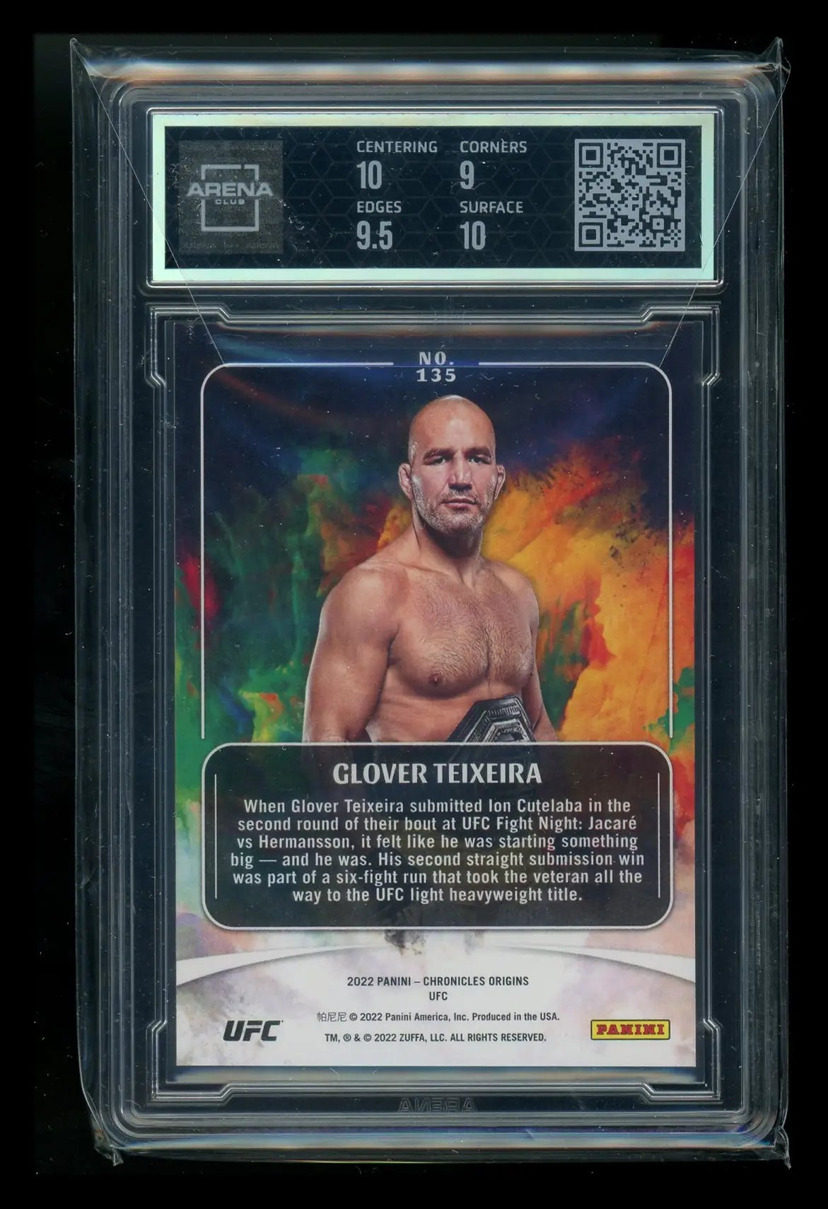 Graded UFC trading card of Glover Teixeira from Panini Chronicles UFC Origins Green series