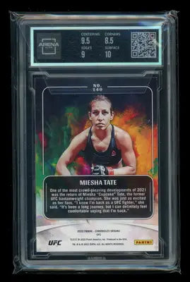 Graded Miesha Tate UFC trading card from Panini Chronicles UFC Origins series