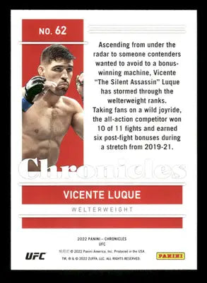 2022 Panini Chronicles UFC Vicente Luque #62 Mixed Martial Arts (MMA) - Trading Card
