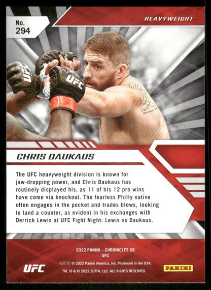 Collectible UFC trading card featuring Chris Daukaus from Panini Chronicles XR series