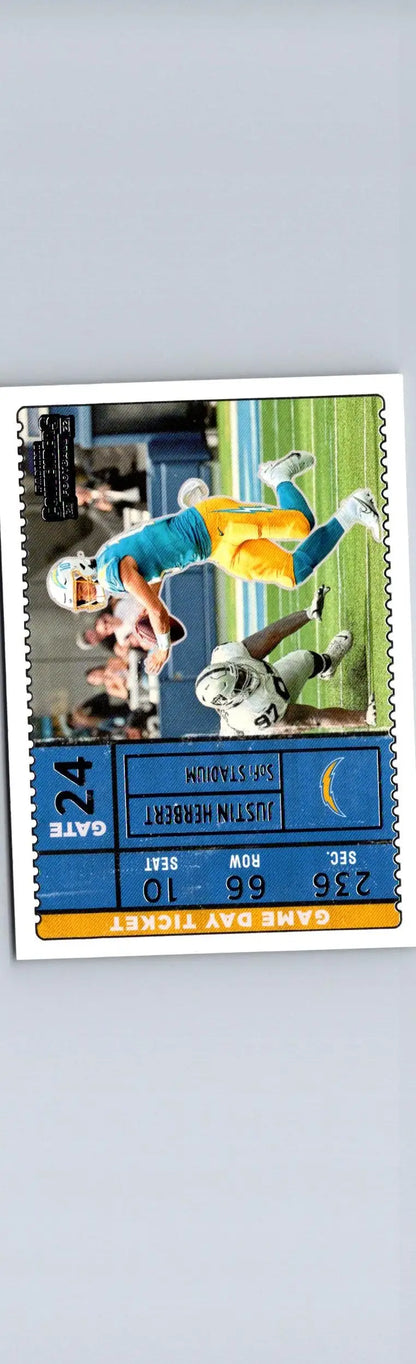 Justin Herbert football ticket from 2022 Panini Contenders Herbet game day product