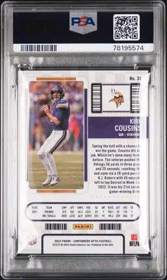 Graded Panini Contenders Optic Kirk Cousins football card PSA 8
