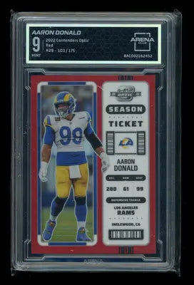Graded Aaron Donald Football Card from Panini Contenders Optic Red series