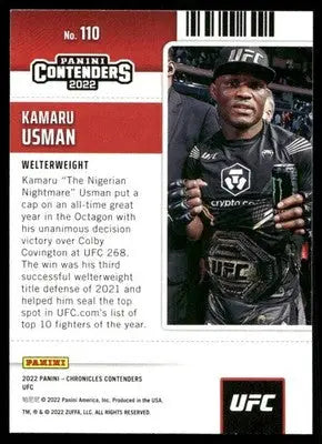 UFC Kamaru Usman trading card from 2022 Panini Contenders UFC series