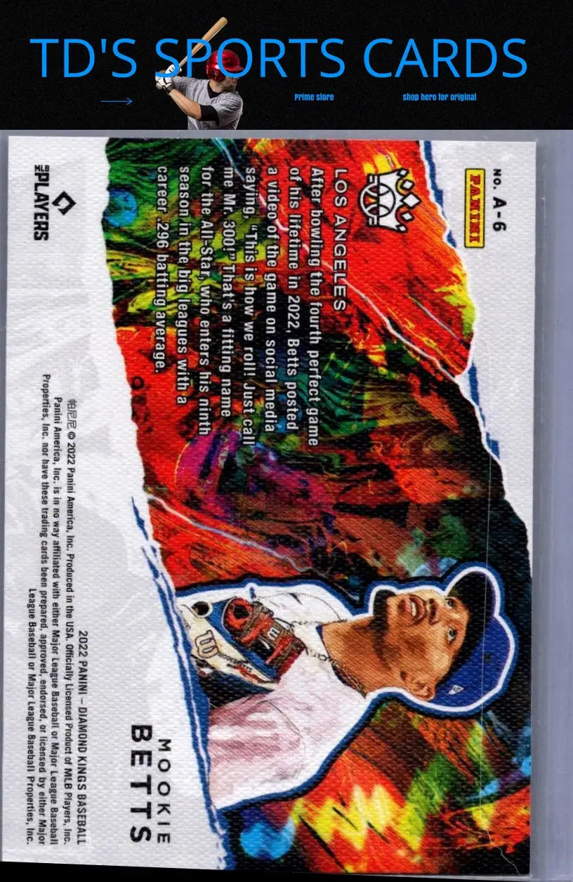 Mookie Betts baseball card from Panini Diamond Kings 2022 Mookie Betts Aficionado