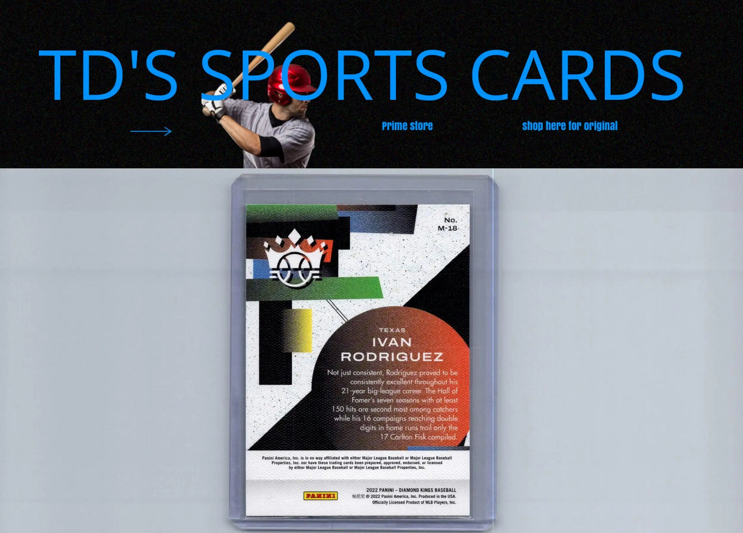 Baseball trading card of Ivan Rodriguez from Panini Diamond Kings Ivan Rodriguez Maestros series