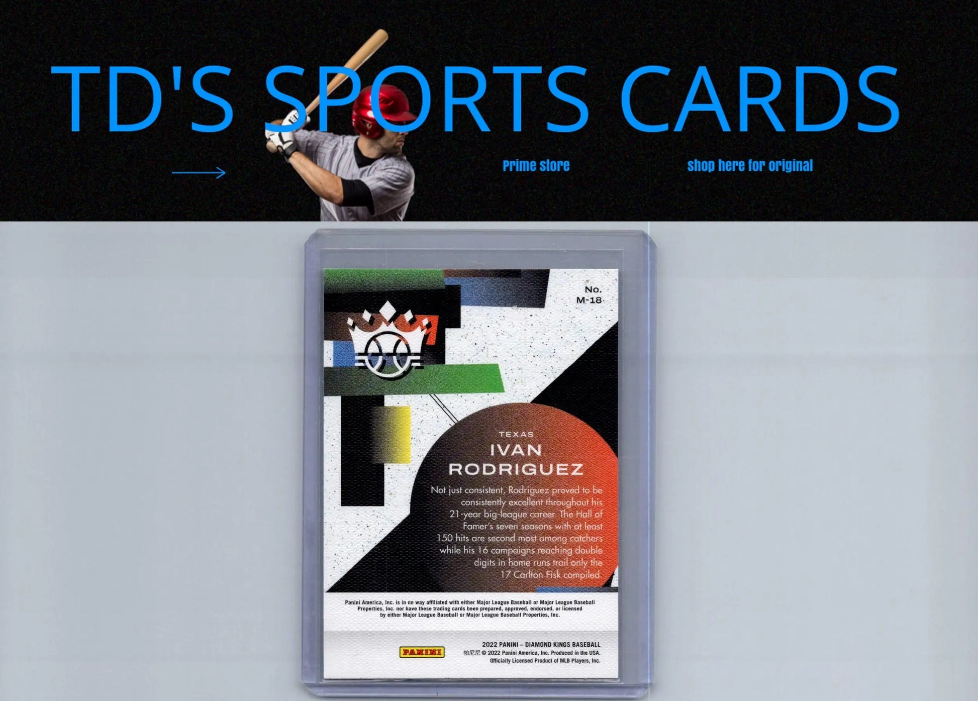 Baseball trading card of Ivan Rodriguez from Panini Diamond Kings Ivan Rodriguez Maestros series