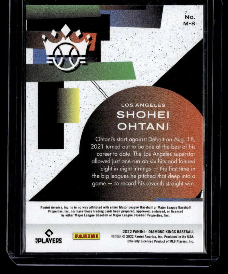 Shohei Ohtani’s Los Angeles debut stats on 2022 Panini Diamond Kings card