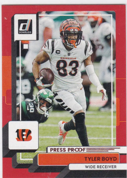 Tyler Boyd press proof football card from 2022 Panini Donruss Cincinnati Bengals