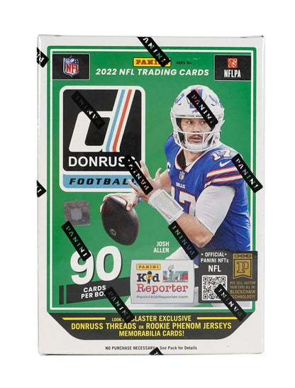2022 Donruss Football 6-Pack Blaster Box featuring rated rookies and memorabilia cards