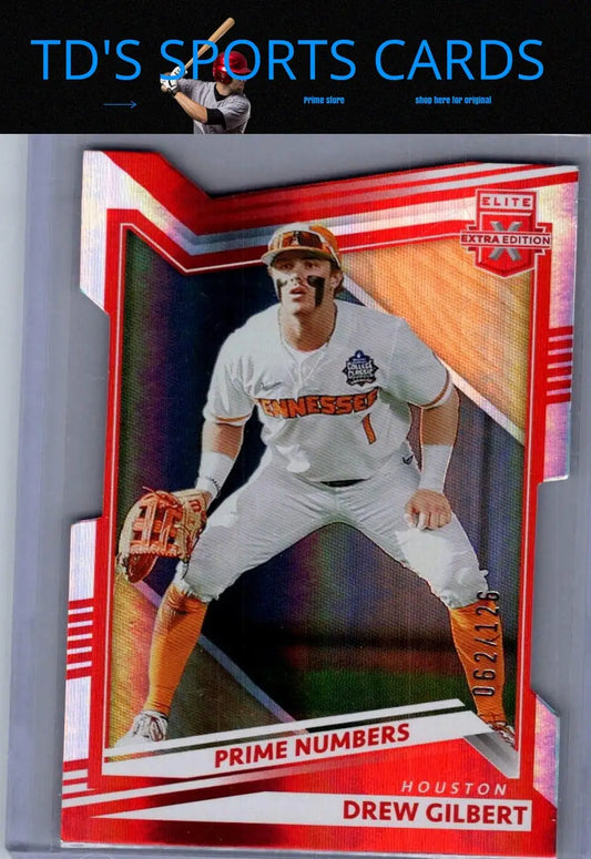 Drew Gilbert baseball card from Panini Elite Extra Edition Prime Numbers B Die Cut