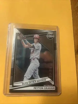 Baseball trading card in clear case from Panini Elite Extra Edition Peyton Graham #51/999