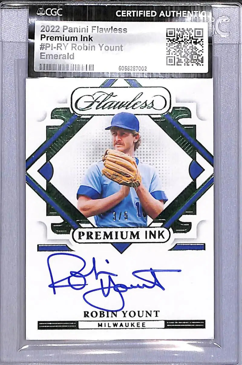 2022 Panini Flawless Premium Ink Robin Yount baseball card with autograph, Milwaukee Brewers