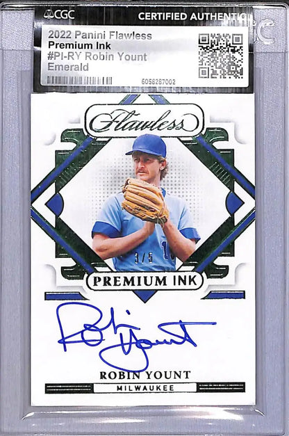 2022 Panini Flawless Premium Ink Robin Yount baseball card with autograph, Milwaukee Brewers
