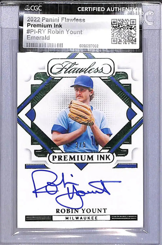 2022 Panini Flawless Premium Ink Robin Yount baseball card with autograph, Milwaukee Brewers
