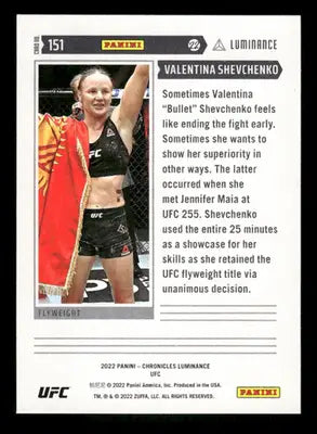 2022 Panini Luminance UFC Valentina Shevchenko #151 Mixed Martial Arts - Trading Cards