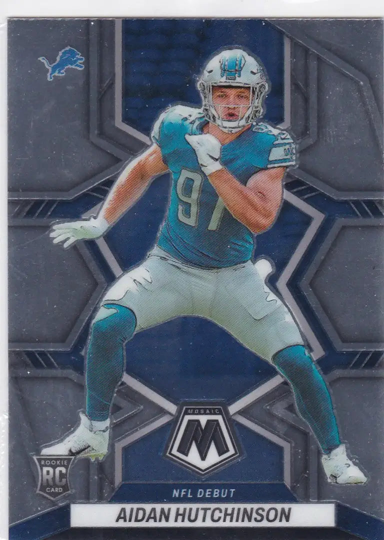 Aidan Hutchinson RC football card from Panini Mosaic 2022 Detroit Lions collection