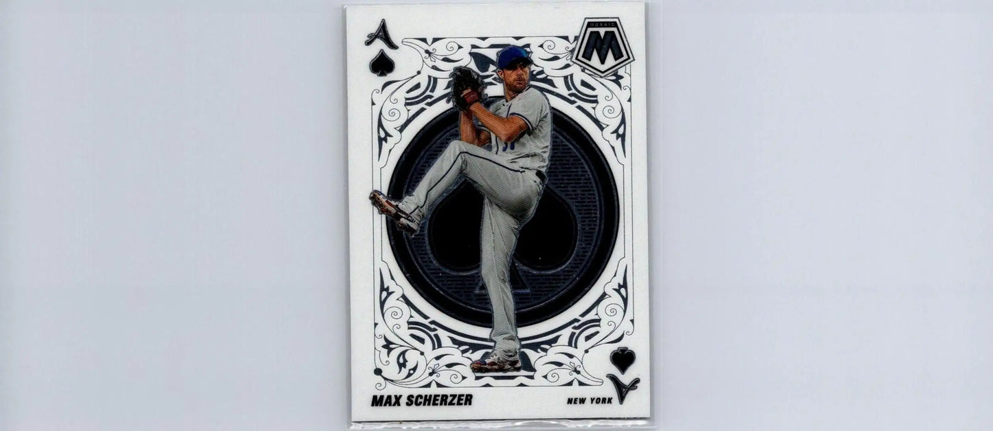 Max Scherzer baseball card from 2022 Panini Mosaic Aces Mosaic collection