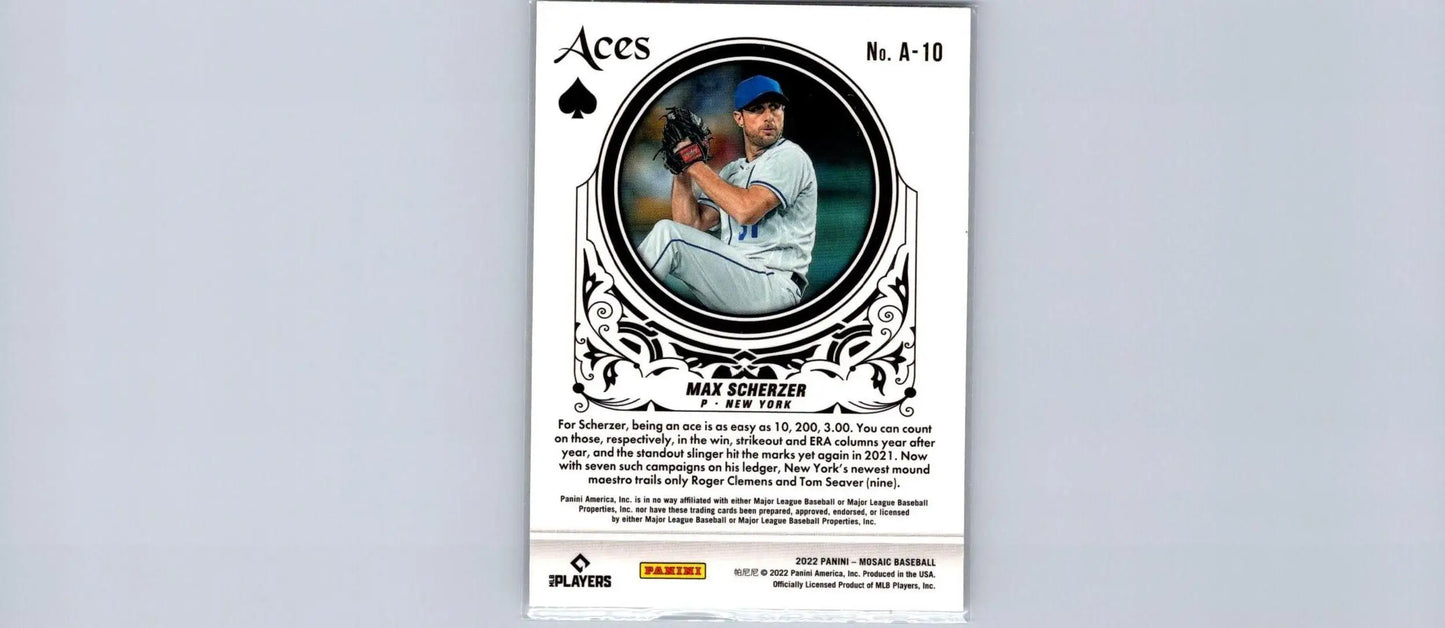 2022 Panini Mosaic #A-10 Max Scherzer Aces Mosaic baseball card display image