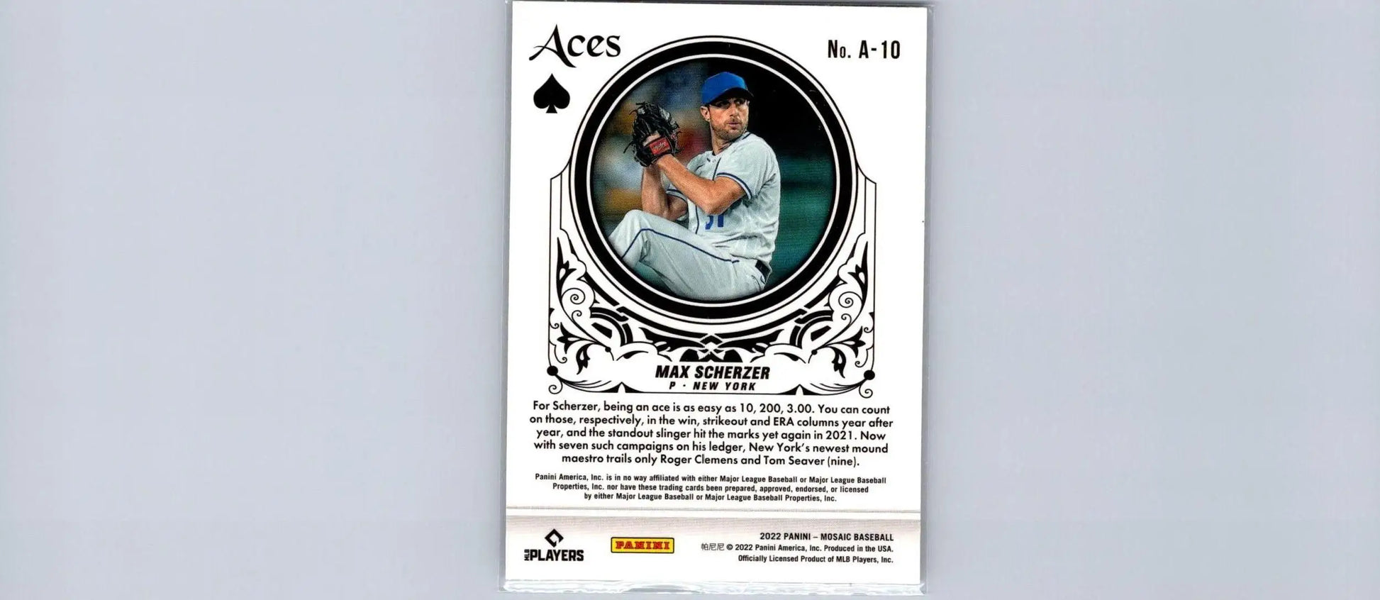2022 Panini Mosaic #A-10 Max Scherzer Aces Mosaic baseball card display image