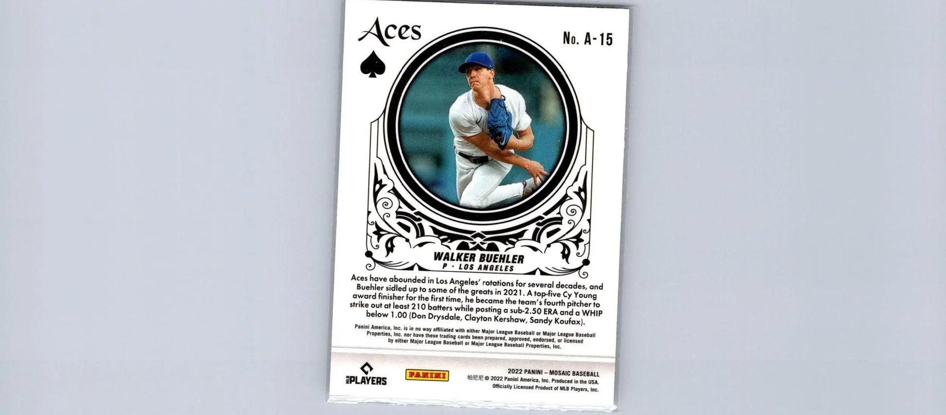 2022 Panini Mosaic #A-15 Walker Buehler Aces Mosaic baseball card display