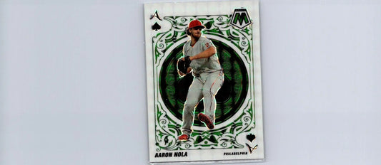 Aaron Nola Aces Green Mosaic baseball card from 2022 Panini Mosaic series