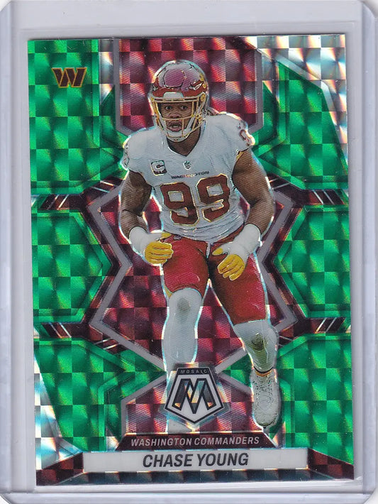 2022 Panini Mosaic Green Prizm #199 Chase Young - Washington Commanders