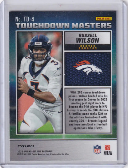 2022 Panini Mosaic Green Reactive Russell Wilson Touchdown Masters football card