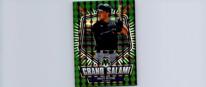 Matt Olson baseball card from 2022 Panini Mosaic Grand Salami Green Mosaic edition