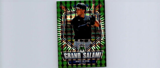 Matt Olson baseball card from 2022 Panini Mosaic Grand Salami Green Mosaic edition