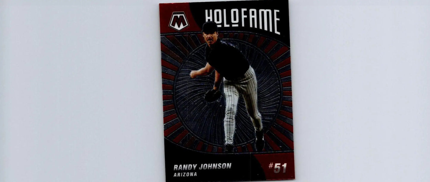 Randy Johnson Hall of Fame baseball card from 2022 Panini Mosaic collection