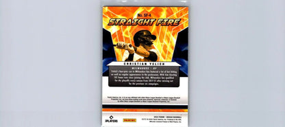 Christian Yelich baseball card from 2022 Panini Mosaic Straight Fire series