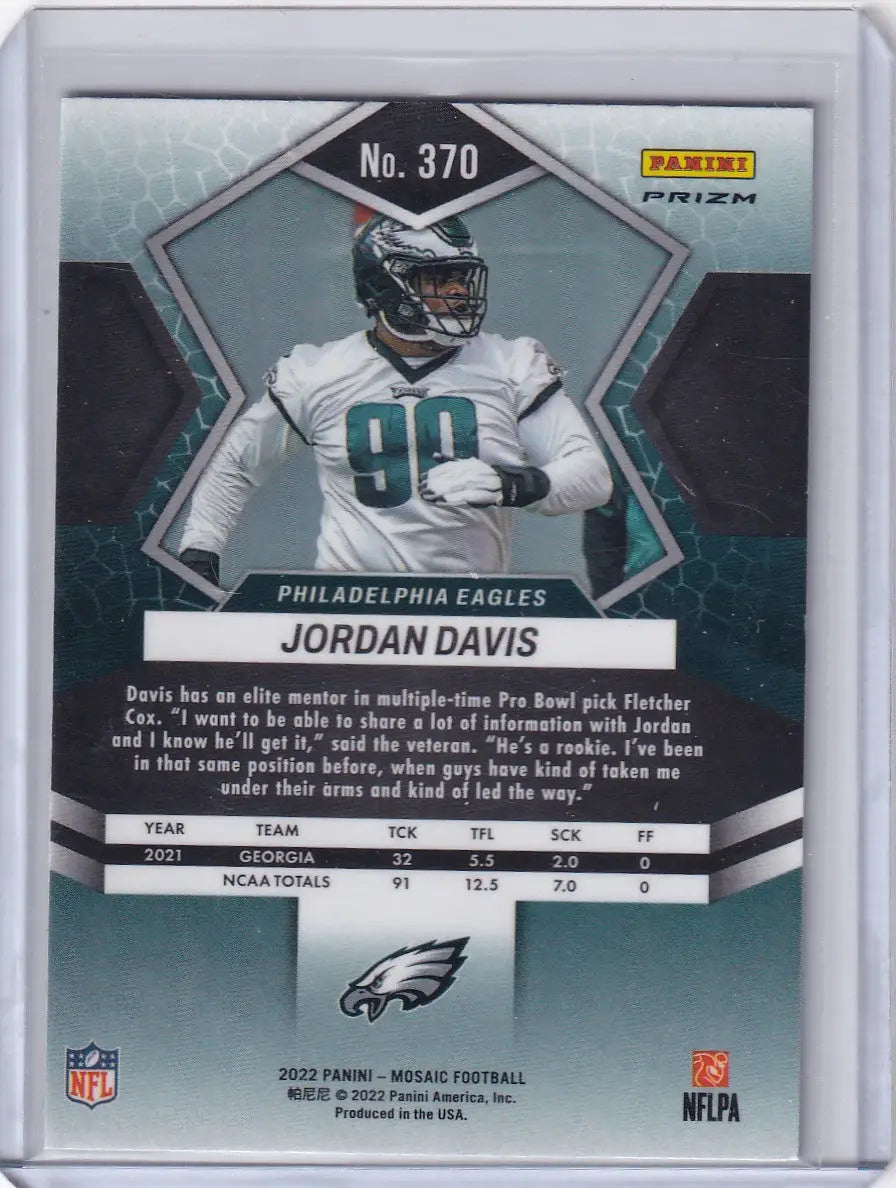 2022 Panini Mosaic Silver #370 Jordan Davis - Philadelphia Eagles - Trading Cards