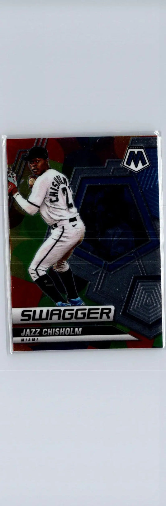 2022 Panini Mosaic Jazz Chisholm Swagger baseball card featuring Jazz Chisholm of the Miami Marlins